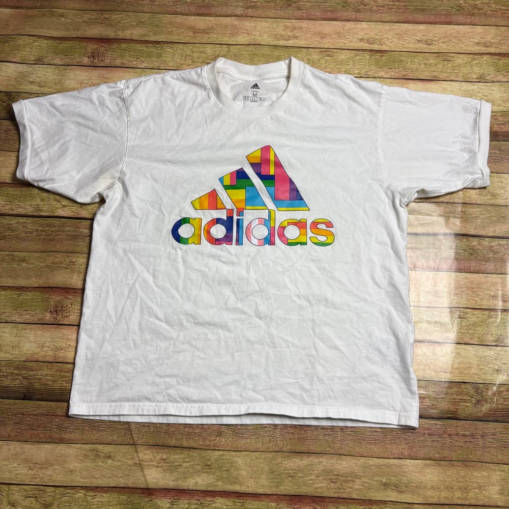 Adidas Pride Love Unites Graphic T-Shirt White Unisex Medium Rainbow Logo